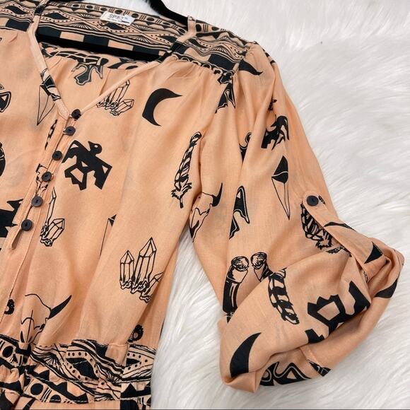 Spell & The Gypsy Collective Romper Tribal Thunderbird Feather Bohemian Size 6 - Picture 9 of 16